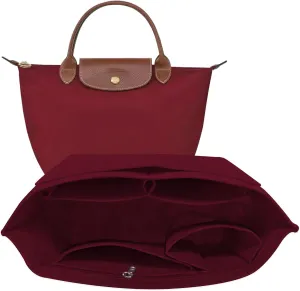 Felt Bag Organizer Insert for le pliage Tote,Purse Organizer Insert Handbag Organizer with Divider Pocket and Zipper Inner Bag Liner for Longchamp Bag (Beige,Medium)