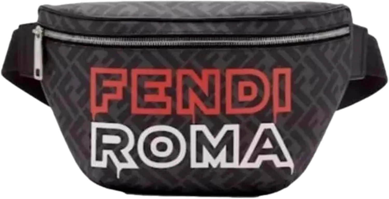 FENDI Bags For Women - Fendi Belt Bag - Roma Fendigraphy Nero And Rosso Leather Belt Bag - Fendi Handbags For Women