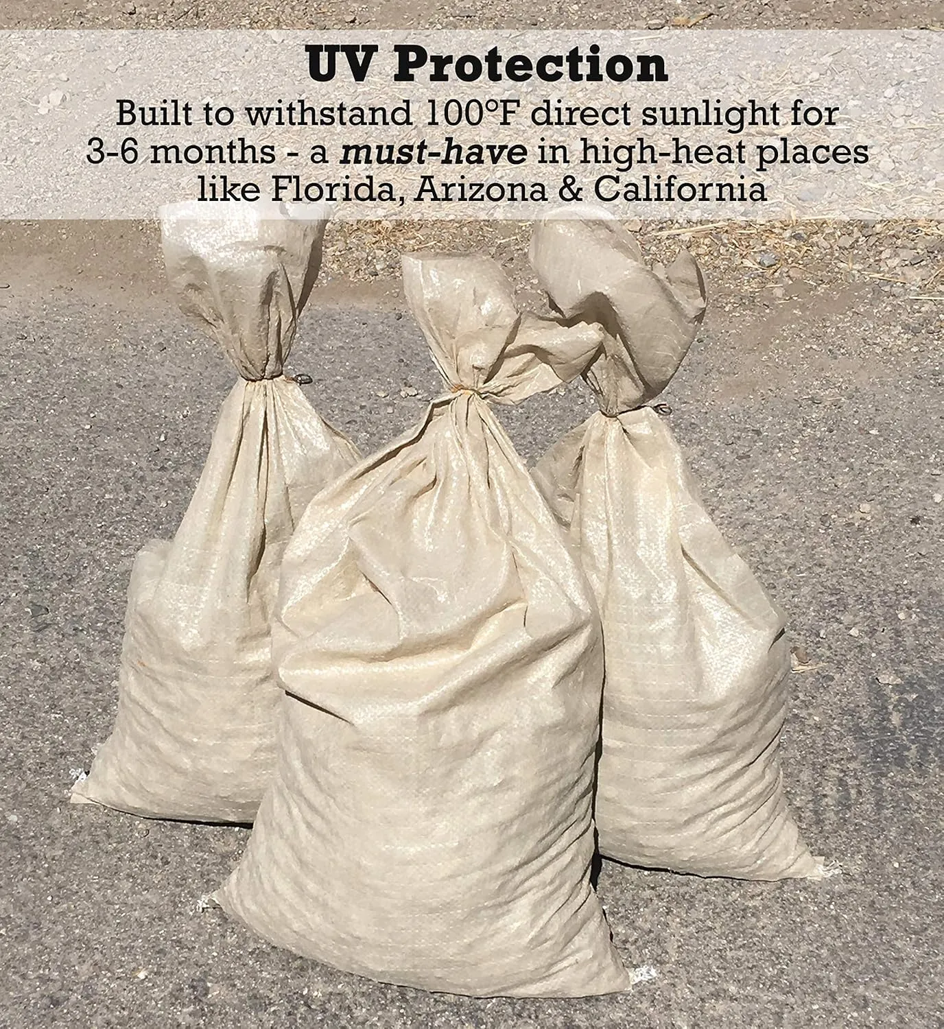 Filled Sandbags - Size: 14" x 26" - Color: Beige - Sand Bag - Flood Water Barrier - Store Bags by Sandbaggy (1000)