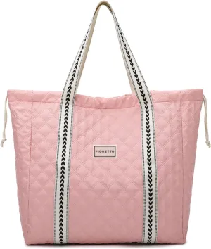 FIORETTO Womens Quilted Travel Tote Bag Duffle Bag with Trolley Sleeve