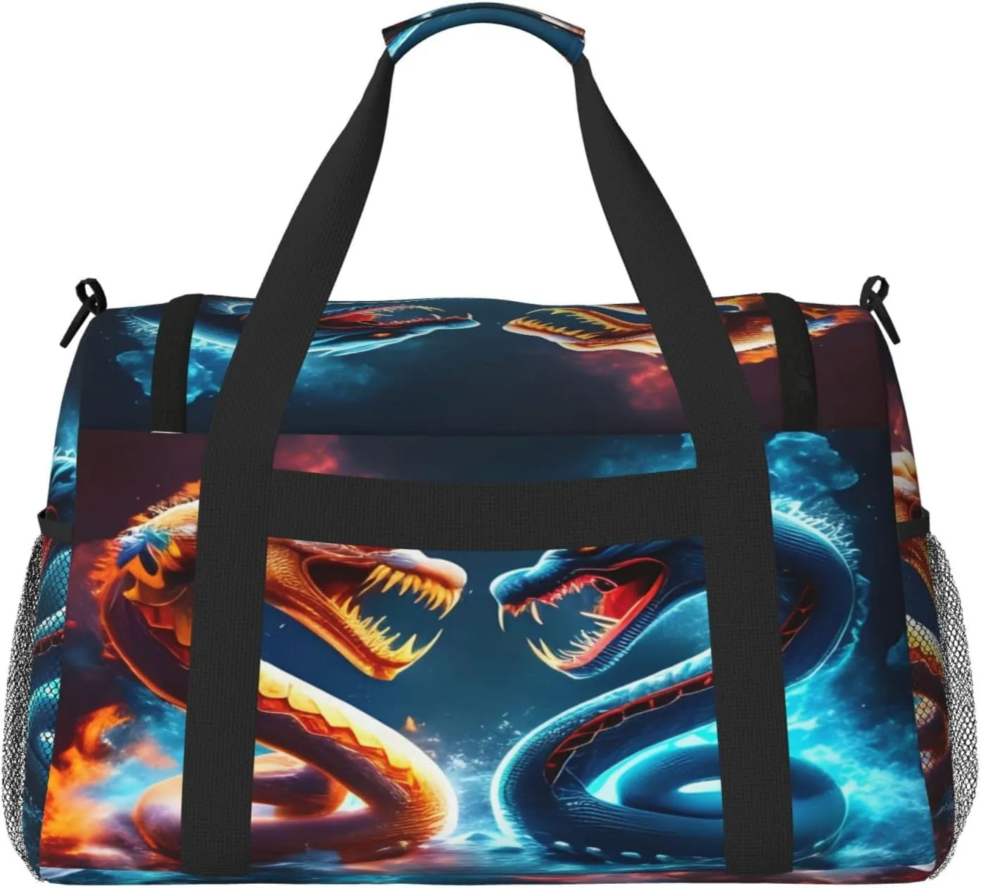 Fire And Ice Snake Travel Duffel Bag Large Foldable Waterproof Overnight Bag For Beach Swim Bags Pool Sports Gym