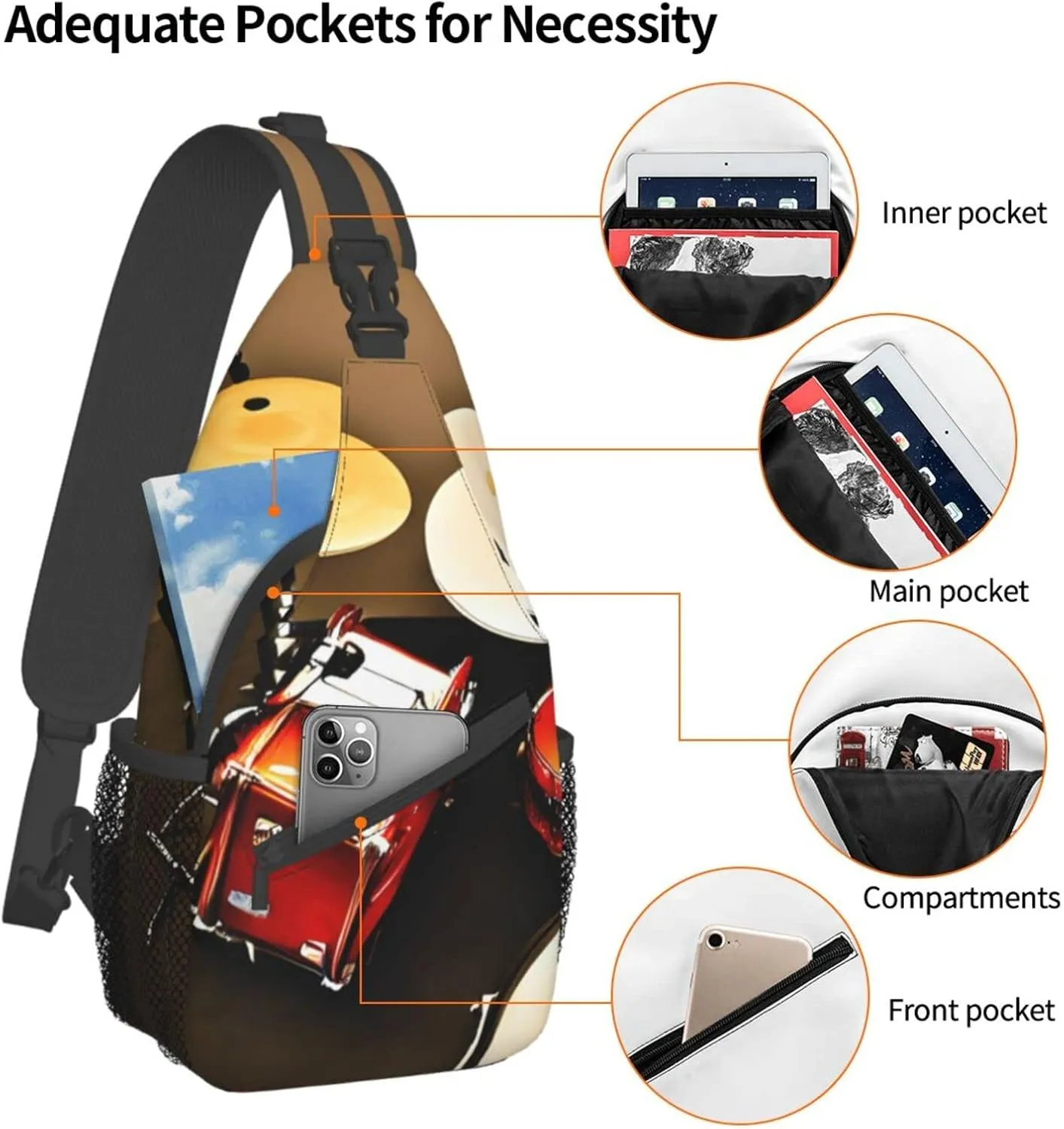 Fishing Lure Style Print Crossbody Sling Backpack For Women Men,Sling Bag Travel Hiking Chest Bag Daypack