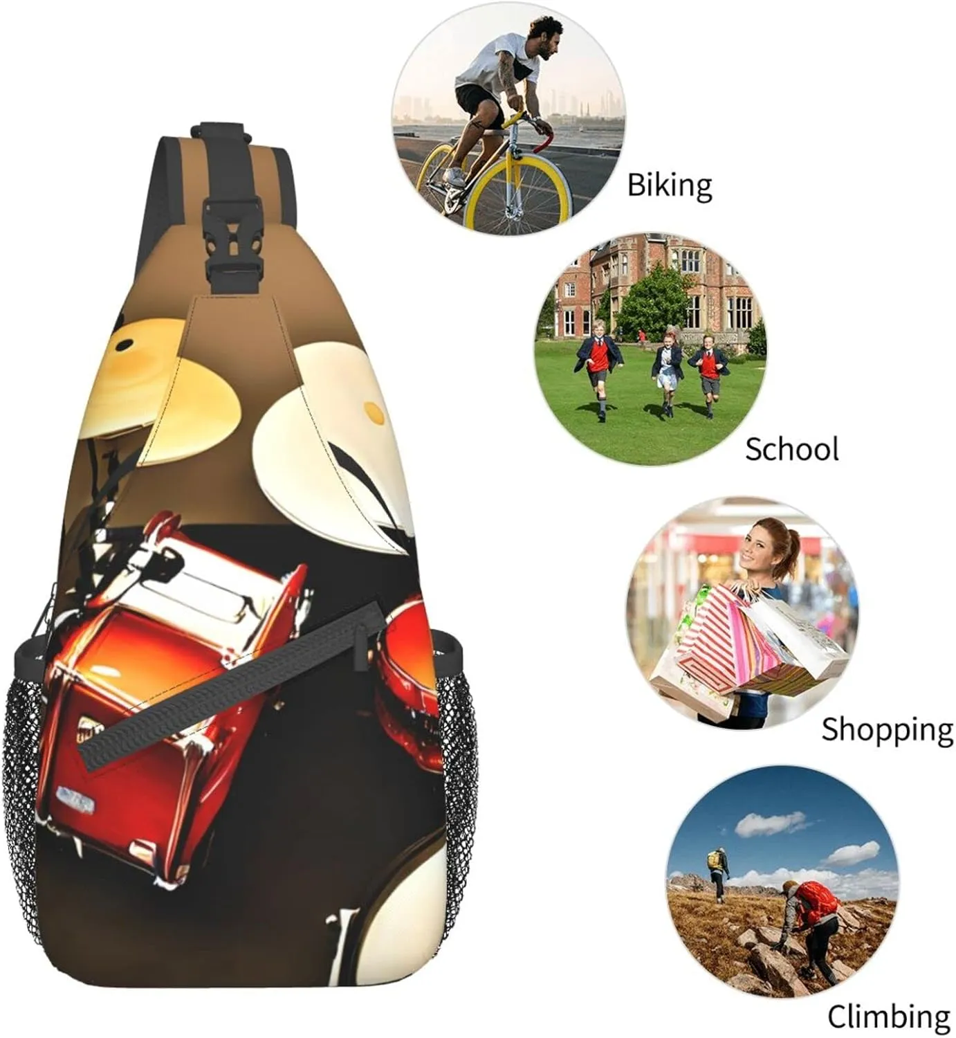 Fishing Lure Style Print Crossbody Sling Backpack For Women Men,Sling Bag Travel Hiking Chest Bag Daypack