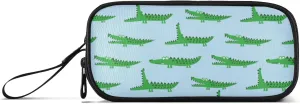 Fisyme Green Crocodile Pencil Case Large Capacity Pen Box Makeup Pouch Holder Organizer Stationery Bag for School Office College Traval Adults