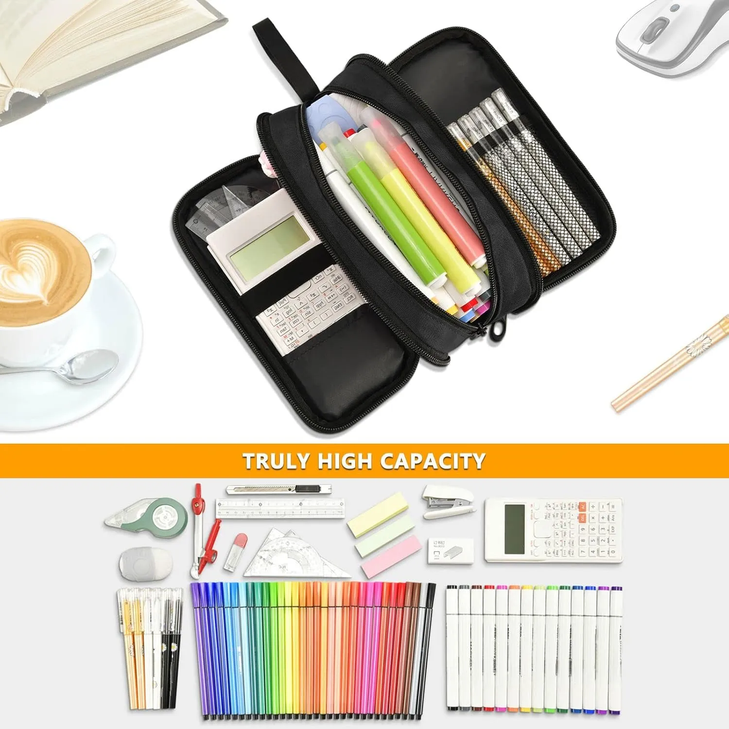 Fisyme Green Crocodile Pencil Case Large Capacity Pen Box Makeup Pouch Holder Organizer Stationery Bag for School Office College Traval Adults