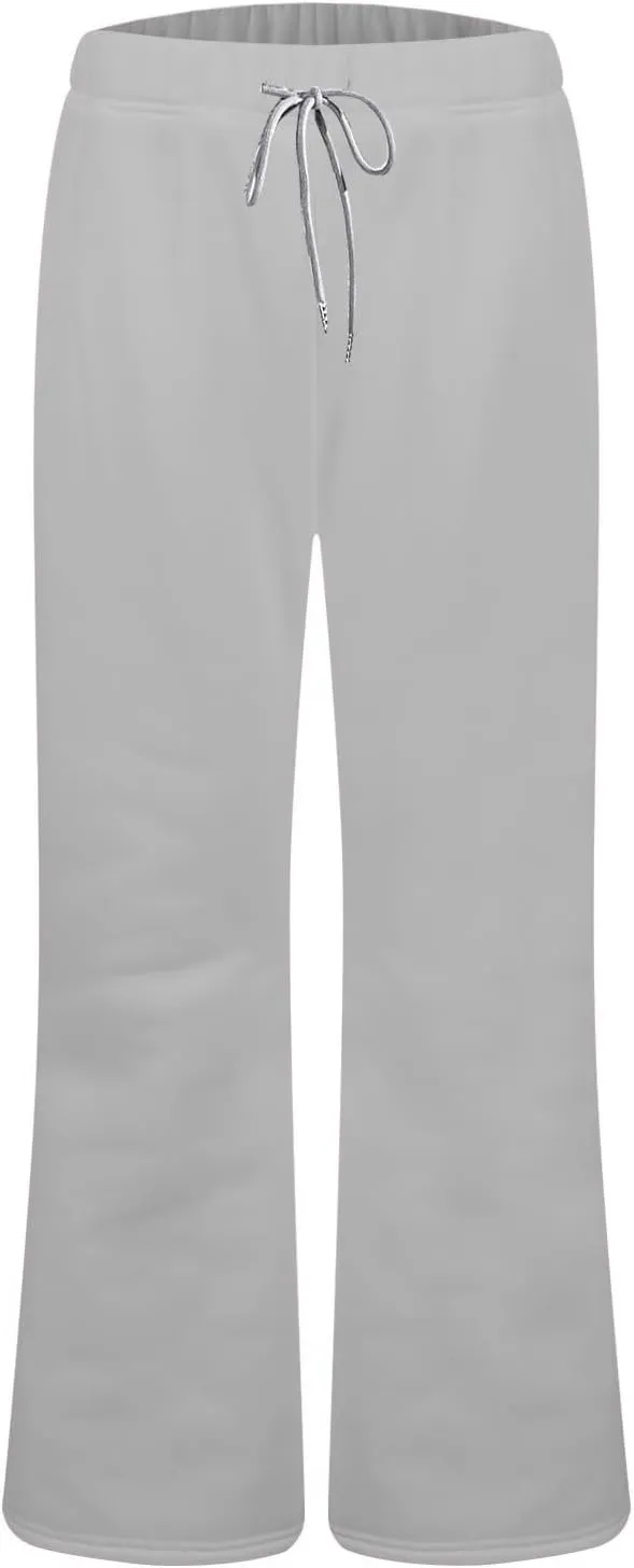 Flare Sweatpants Women Fleece Lined Comfy Warm Wide Leg Sweatpants Casual Soft Elastic High Waisted Flare Yoga Pants