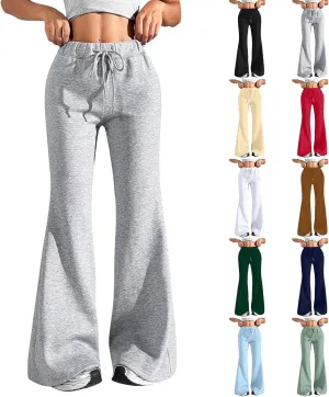 Flare Sweatpants Women Fleece Lined Comfy Warm Wide Leg Sweatpants Casual Soft Elastic High Waisted Flare Yoga Pants