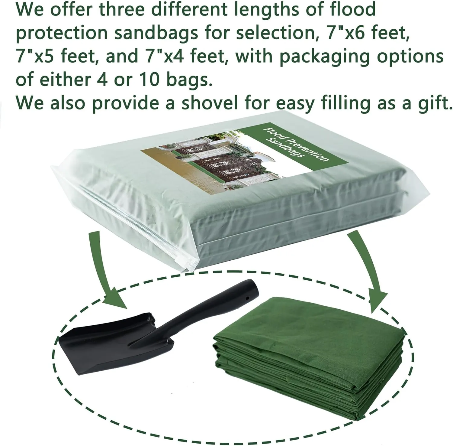 Flood Prevention Sandbags, Reusable Flood Water Barrier, Suitable for Indoor and Outdoor, etc. to Control Flooding in Rainy Season (4 feet 7 inches (Pack of 4))