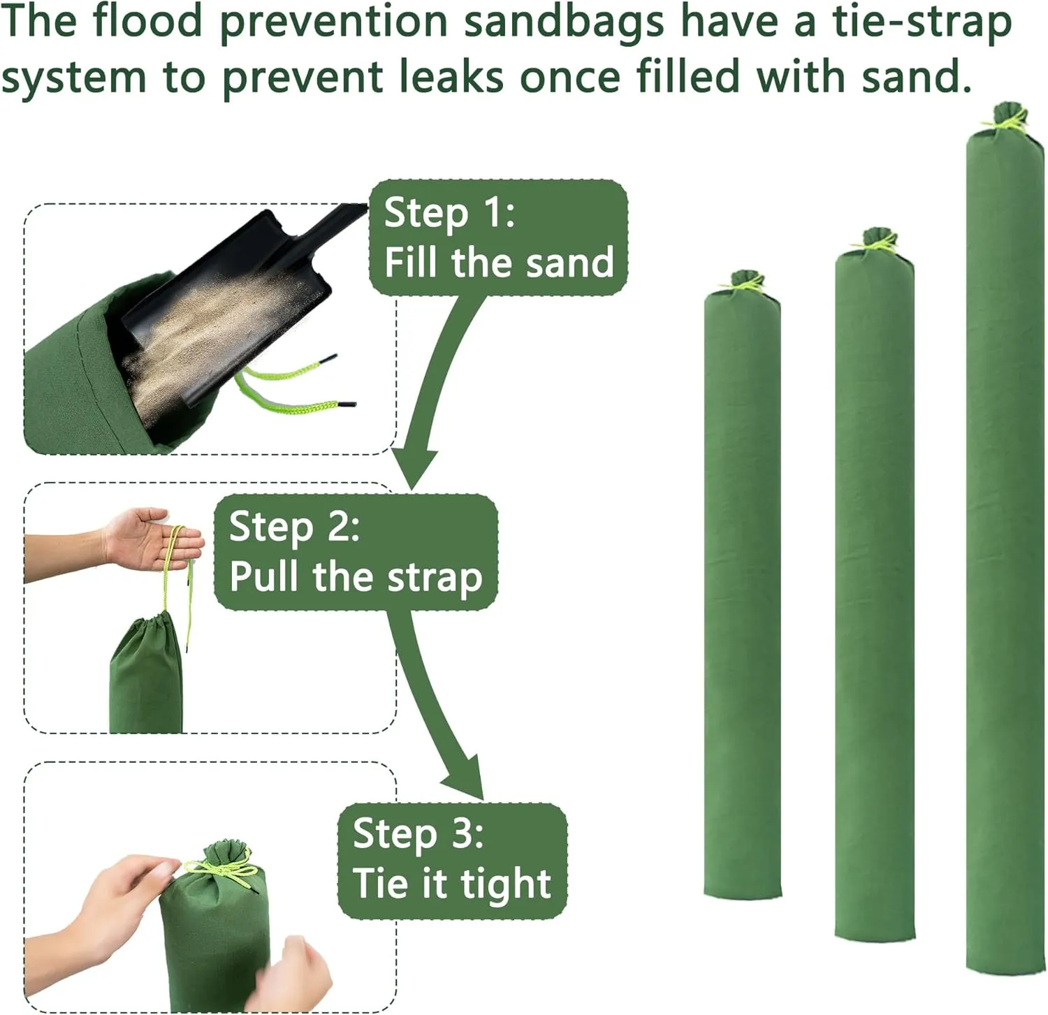 Flood Prevention Sandbags, Reusable Flood Water Barrier, Suitable for Indoor and Outdoor, etc. to Control Flooding in Rainy Season (5 feet 7 inches (Pack of 10))