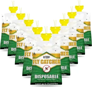 Fly Traps Outdoor Fly Trap Hanging with Natural Pre-Baited, Disposable Non Toxic Fly Catcher, Flies Killer, Fruit Flies Trap Kills Up to 20,000 Flies for Barn, Farm, Stable, Patio - 9 Pcs