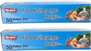 Food Storage Bags with Twist Tie 50 Bags 11" in 12.5" Pack of 2