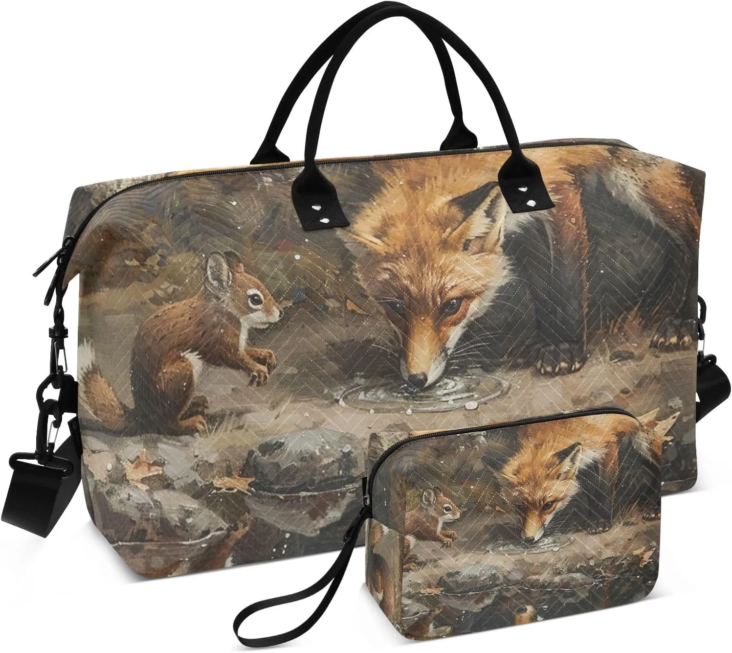 Forest Fox Squirrel Duffel Bags Bags for Travel Gym Tote Bag for Women Weekender Bags