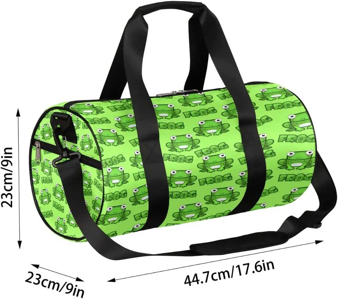 Frog Cute Gym Bag Small Gym Duffel Bags for Men Women Animal Print Overnight Weekender Bag Lightweight Sport Duffle Bag Carry On Gymbag