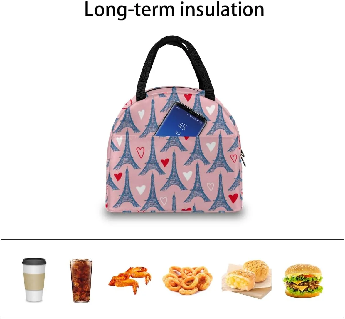 Fun Romance Pattern Lunch Tote Bag Reusable Insulated Bags Waterproof Adult Portable Meal Cooler Pack for Women Men Picnic Office Work Travel