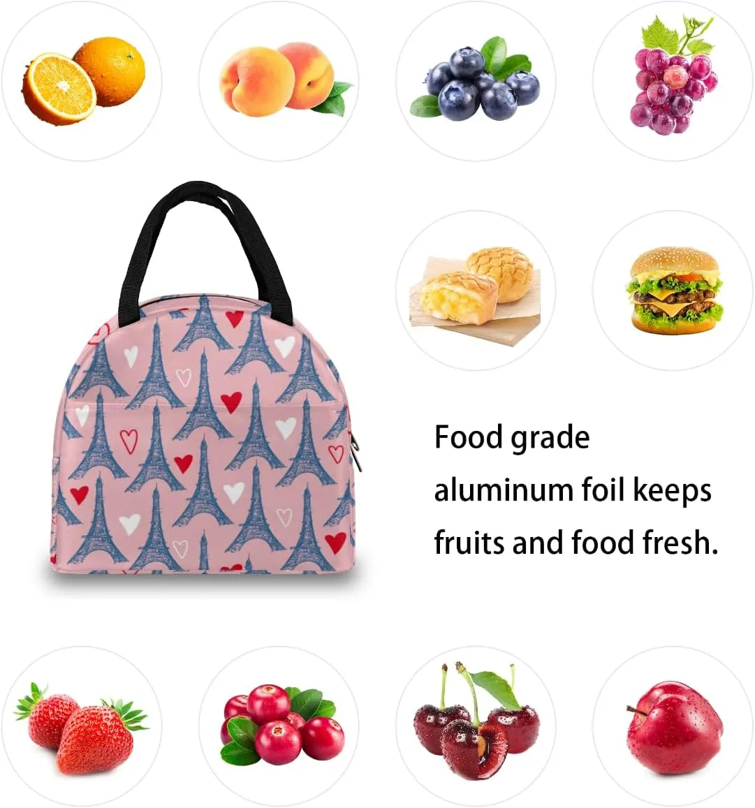 Fun Romance Pattern Lunch Tote Bag Reusable Insulated Bags Waterproof Adult Portable Meal Cooler Pack for Women Men Picnic Office Work Travel