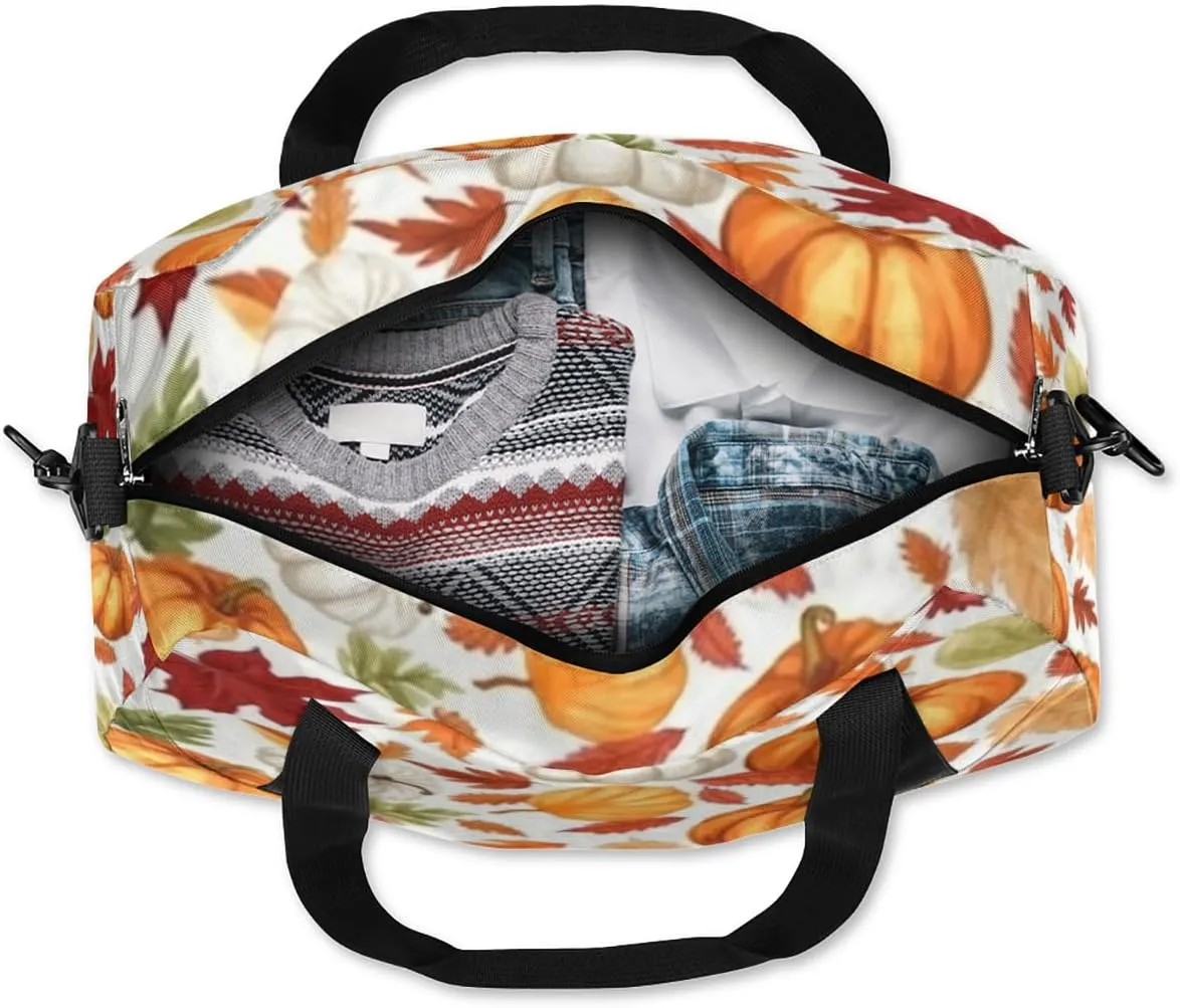 Funny Pumpkin Maple Leaves Gym Bag, Duffle Bag, Weekender Bag, Duffel Bag, Overnight Bag, Travel Duffel Bag, Dance Bag, Tote Bag, Beach Bag, Pool Bag, Gym Duffle Bag, Carry on Bag