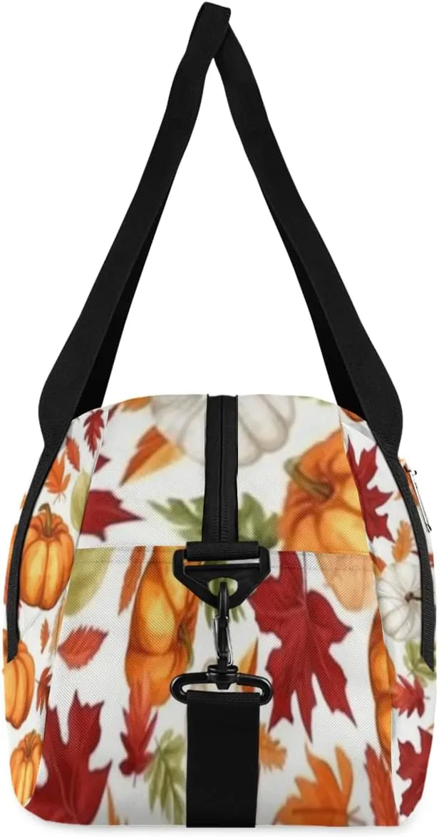 Funny Pumpkin Maple Leaves Gym Bag, Duffle Bag, Weekender Bag, Duffel Bag, Overnight Bag, Travel Duffel Bag, Dance Bag, Tote Bag, Beach Bag, Pool Bag, Gym Duffle Bag, Carry on Bag