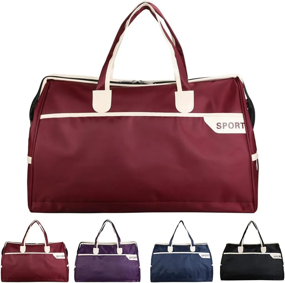 FUNSEED Large Travel Duffel Bags, Carry-on Luggage for Women and Men, 18.5×8.6×12.6 Gym Sports Personal Item Bag (Red)