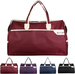 FUNSEED Large Travel Duffel Bags, Carry-on Luggage for Women and Men, 18.5×8.6×12.6 Gym Sports Personal Item Bag (Red)