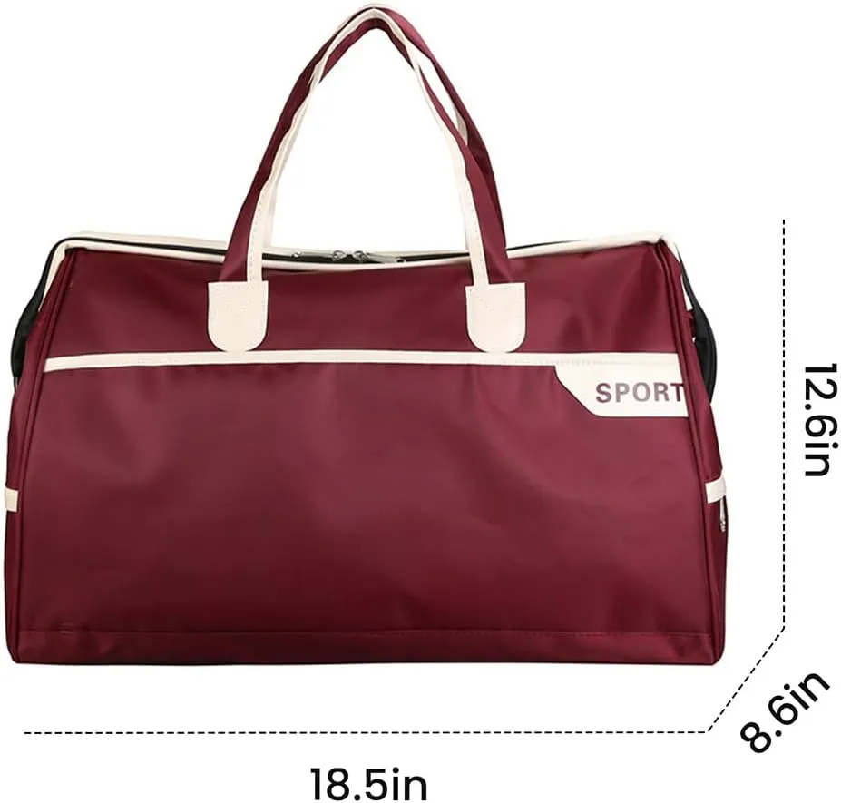FUNSEED Large Travel Duffel Bags, Carry-on Luggage for Women and Men, 18.5×8.6×12.6 Gym Sports Personal Item Bag (Red)