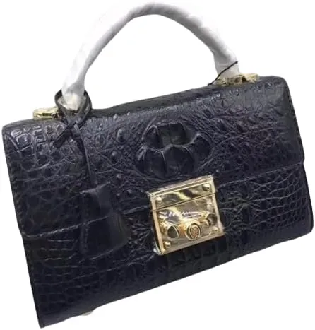 Genuine Alligator Leather Women's Small White Purse Crocodile Skin Lock Closure Lady Handbag Female Shoulder Messenger Bag