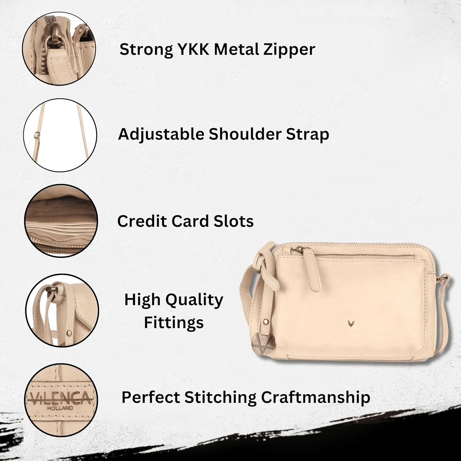 Genuine Italian Leather Small Crossbody Sling Bag RFID Protected Trendy Casual Office with Adjustable Strap