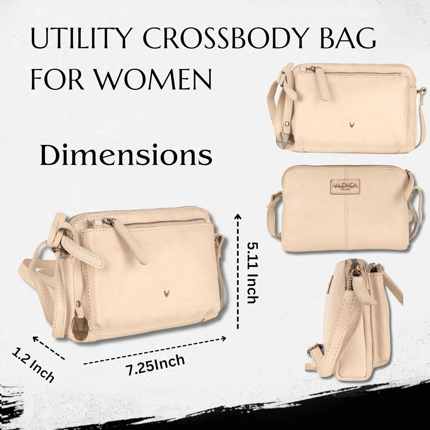 Genuine Italian Leather Small Crossbody Sling Bag RFID Protected Trendy Casual Office with Adjustable Strap