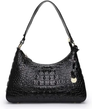 Genuine Leather Crocodile Pattern Handbag European and American Vintage Crossbody Underarm Club Bag