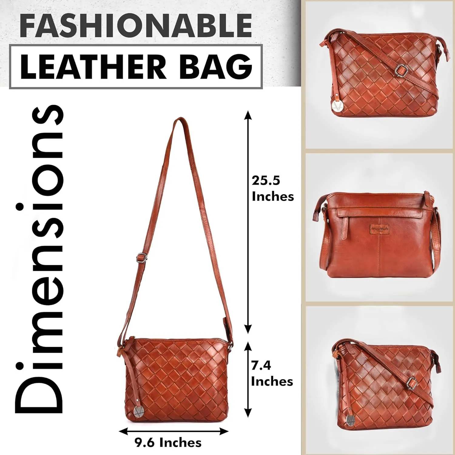 Genuine Leather Crossbody Sling Bag for Women - Trendy Casual Office Bag with Adjustable Strap