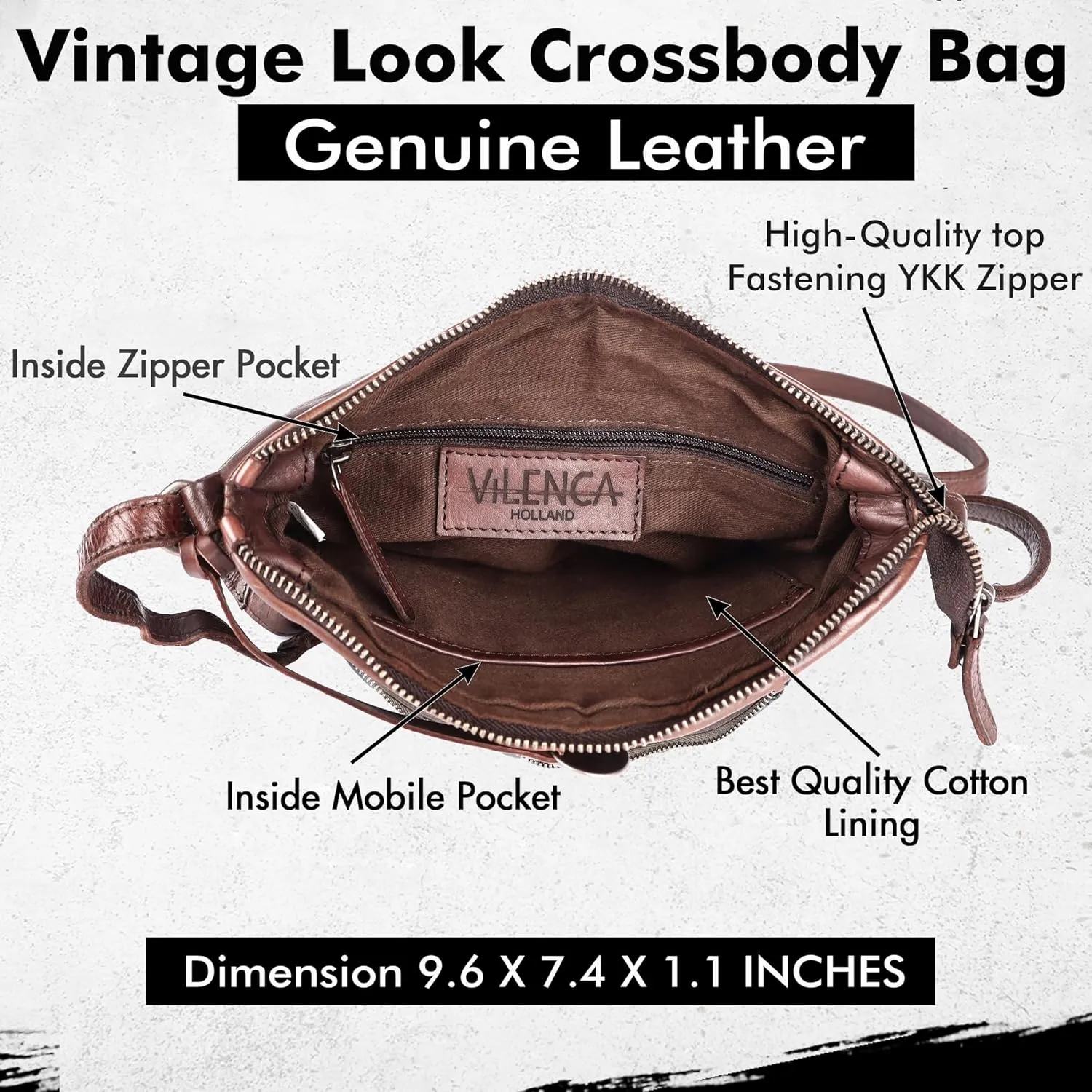 Genuine Leather Crossbody Sling Bag for Women - Trendy Casual Office Bag with Adjustable Strap