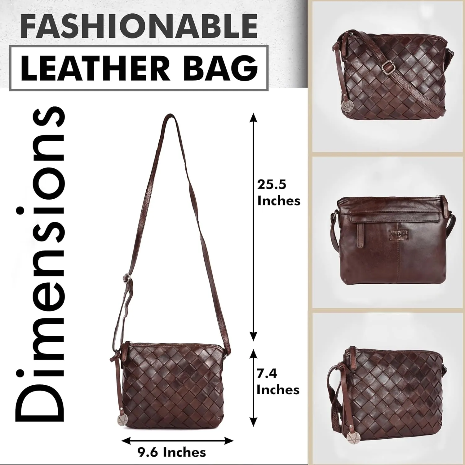 Genuine Leather Crossbody Sling Bag for Women - Trendy Casual Office Bag with Adjustable Strap