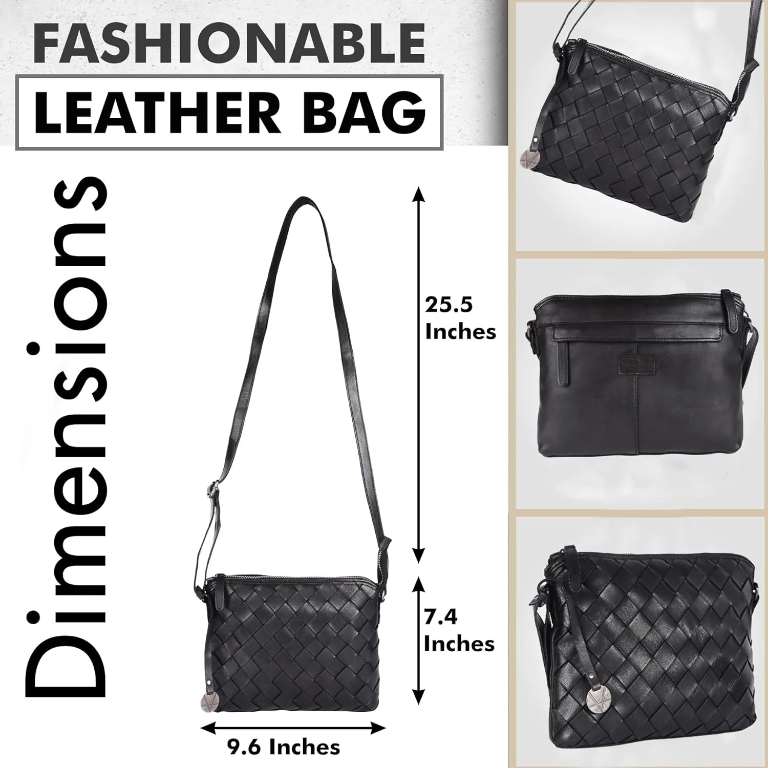 Genuine Leather Crossbody Sling Bag for Women - Trendy Casual Office Bag with Adjustable Strap
