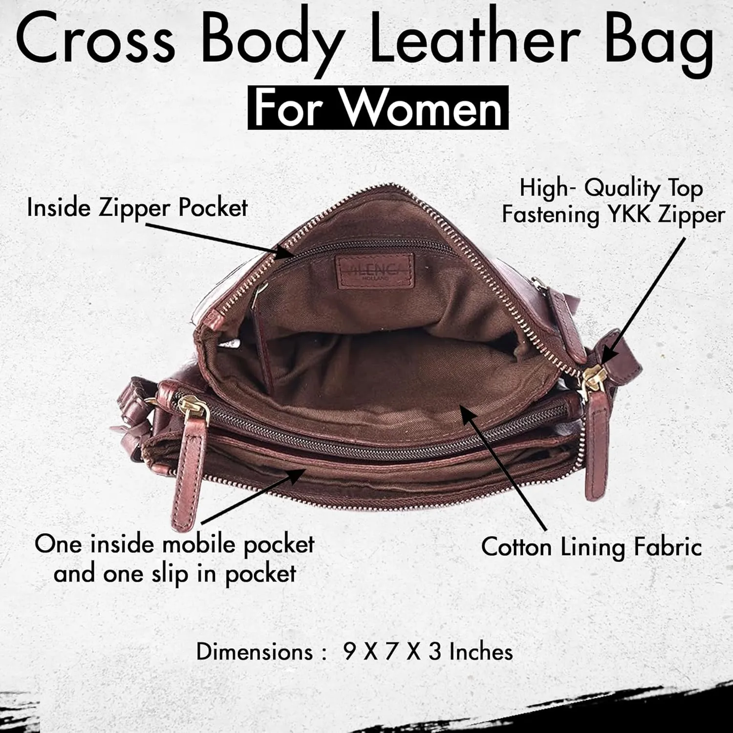 Genuine Leather Crossbody Sling Bag for Women - Trendy Casual Office Bag with Adjustable Strap