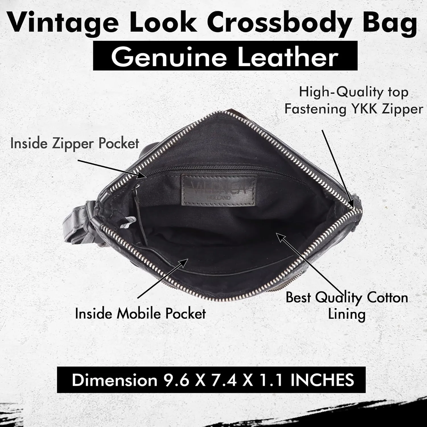 Genuine Leather Crossbody Sling Bag for Women - Trendy Casual Office Bag with Adjustable Strap