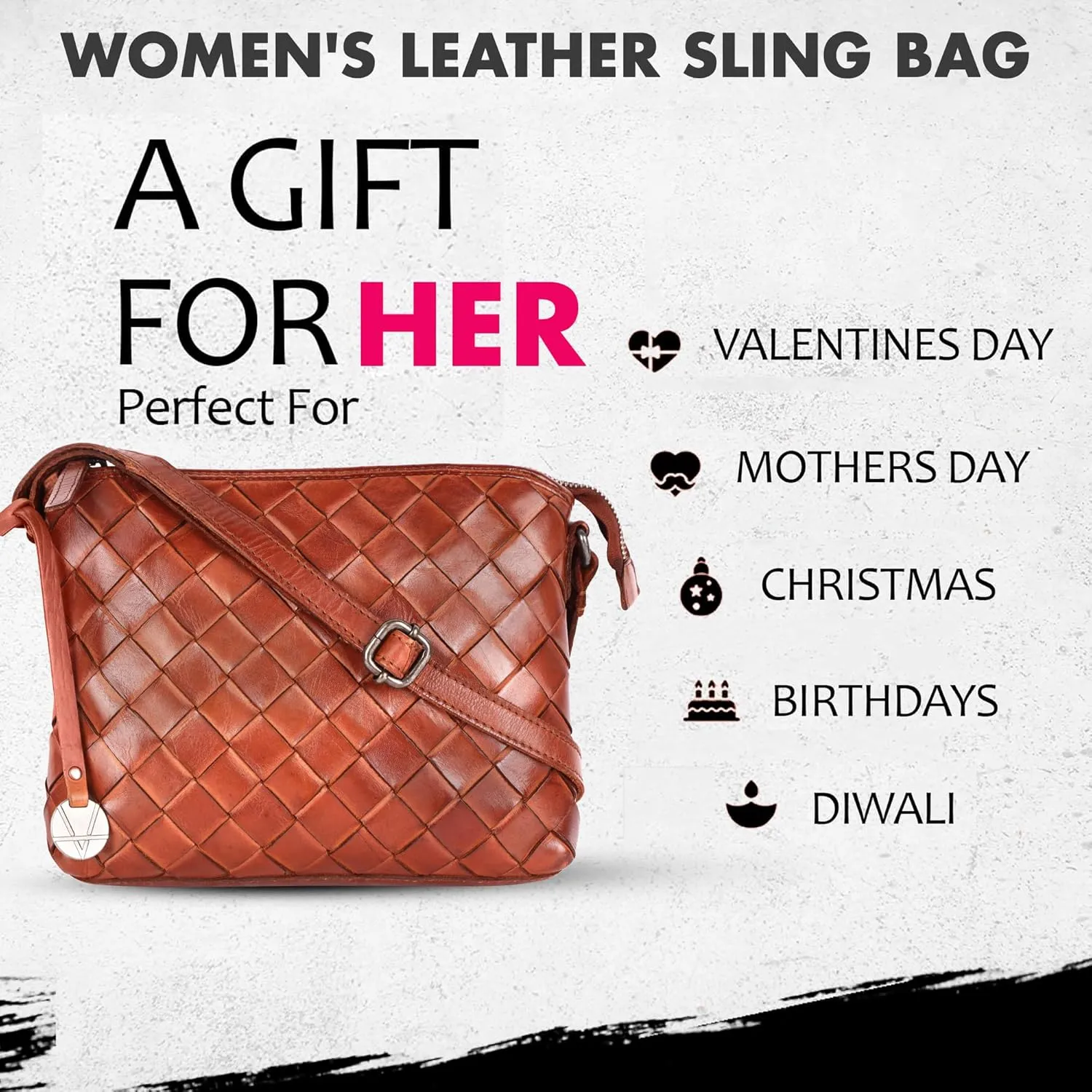 Genuine Leather Crossbody Sling Bag for Women - Trendy Casual Office Bag with Adjustable Strap