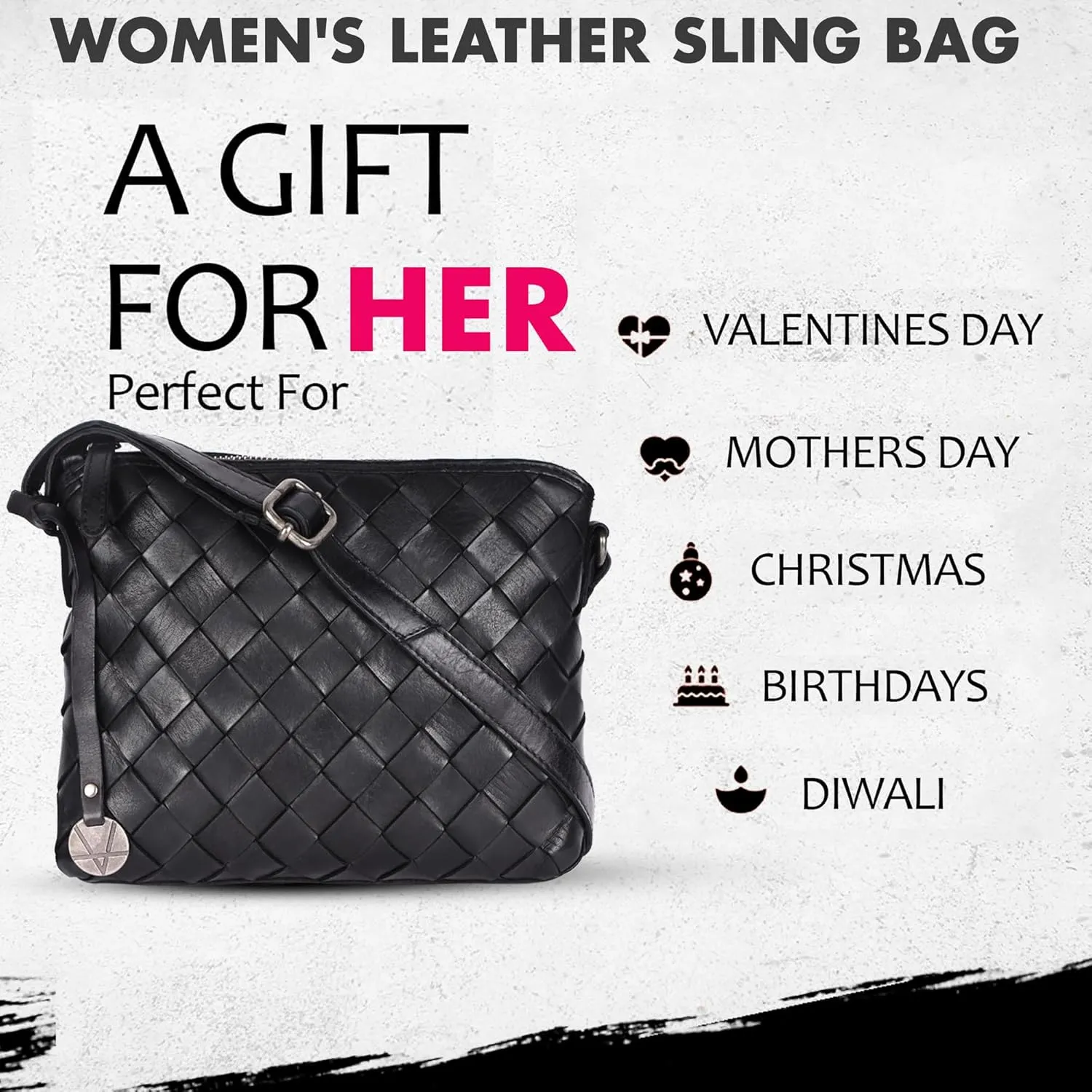 Genuine Leather Crossbody Sling Bag for Women - Trendy Casual Office Bag with Adjustable Strap