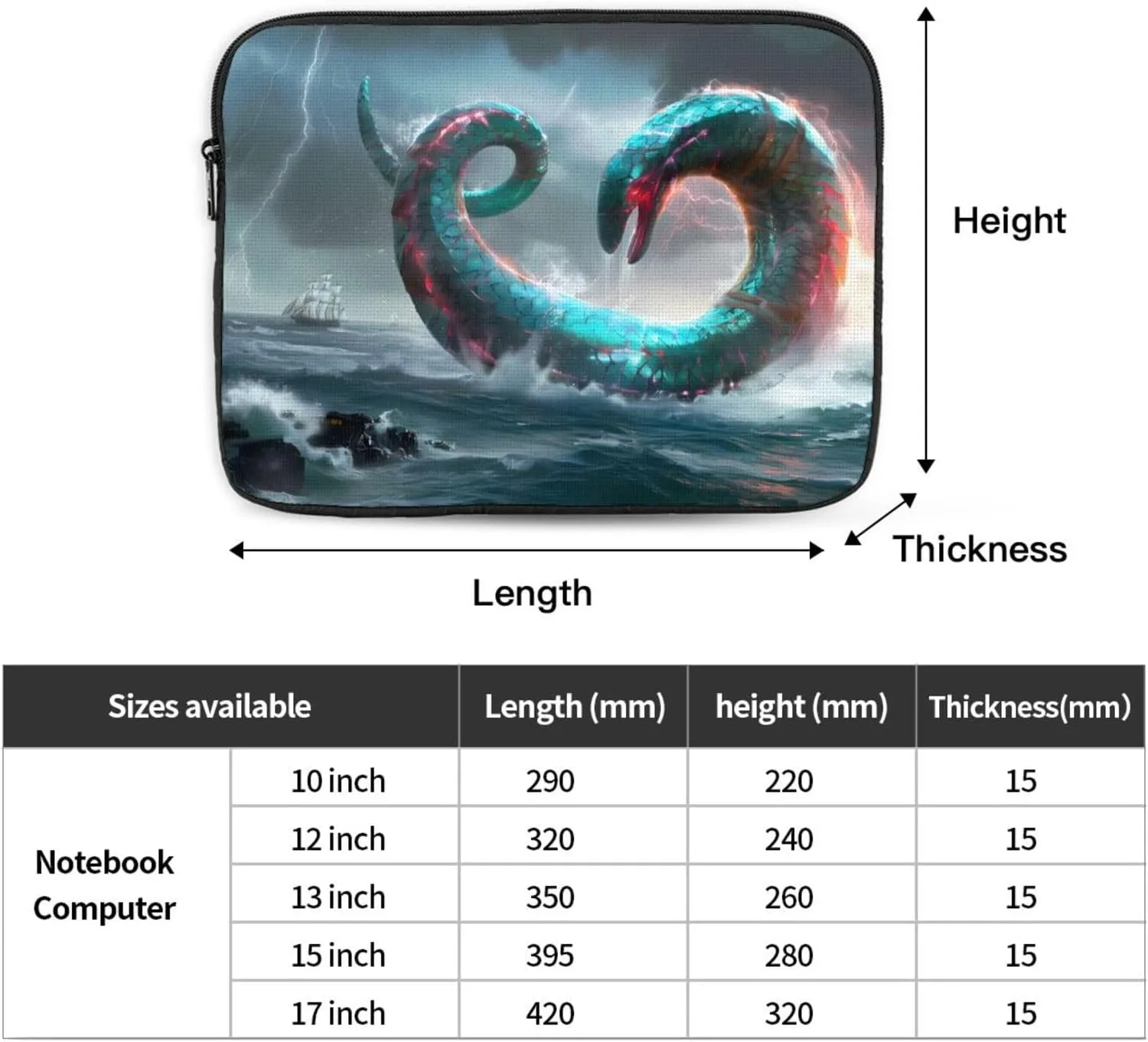 Giant Snake In The Sea Laptop Inner Bag Laptop Sleeve Case Briefcase Carrying Laptop Cover