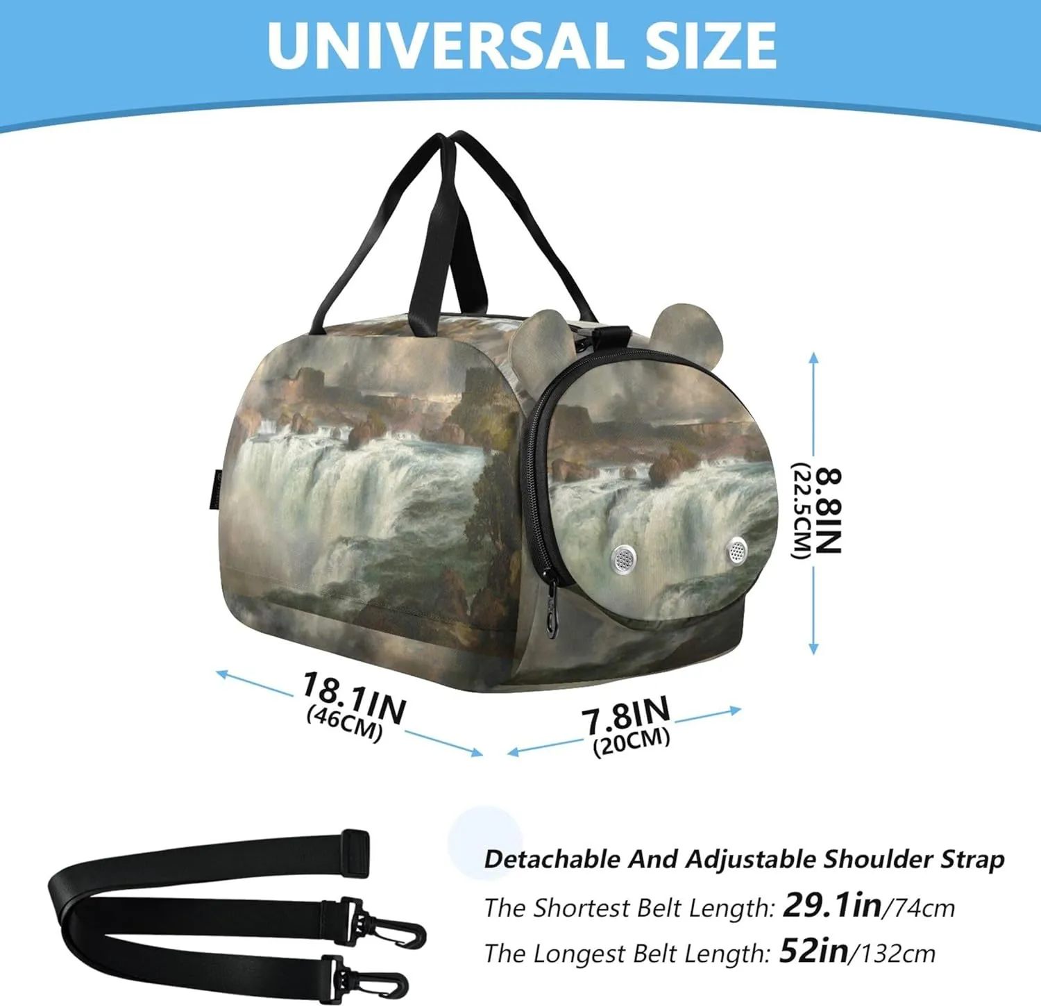Gilcrease Shenandoah River Thomas Moran Print Girls Duffle Bags for Travel Toddler Weekender Bags Gym Duffle Kids Luggage Boys Carry on Duffel Bag