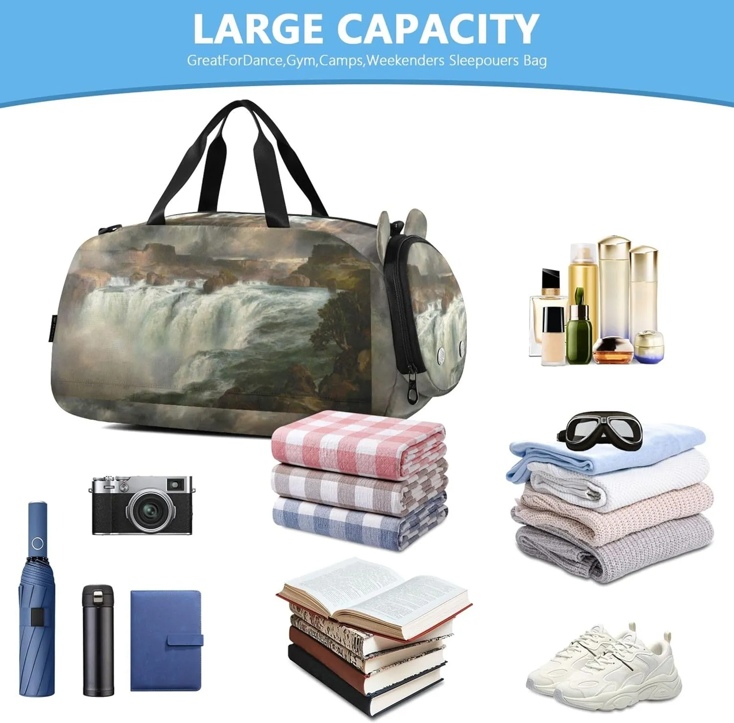 Gilcrease Shenandoah River Thomas Moran Print Girls Duffle Bags for Travel Toddler Weekender Bags Gym Duffle Kids Luggage Boys Carry on Duffel Bag
