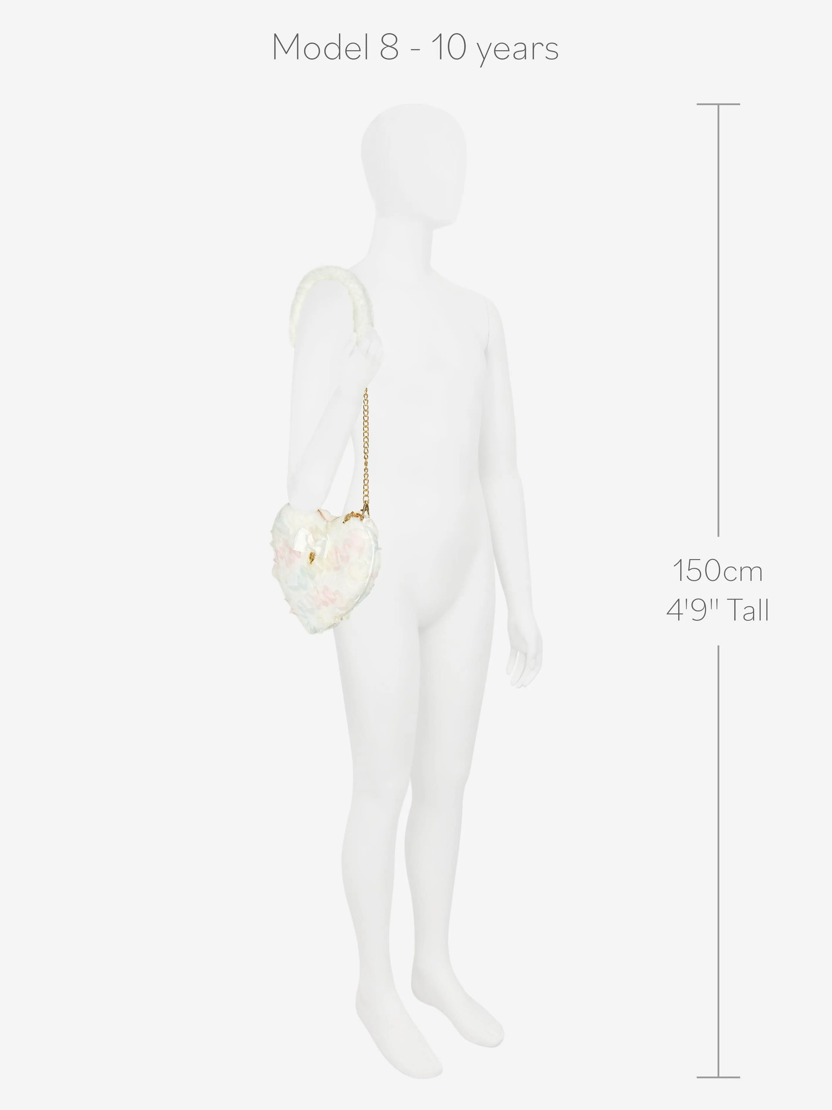 Girls Lillian Pastel Heart Bag in White (22cm)