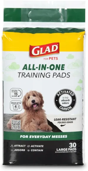 Glad for Pets Black Charcoal Puppy Pads | Puppy Potty Training Pads That ABSORB & NEUTRALIZE Urine Instantly | New & Improved Quality Dog Training Pads, 30 count