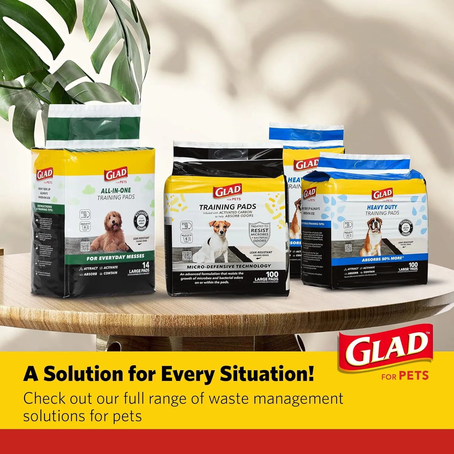 Glad for Pets Black Charcoal Puppy Pads | Puppy Potty Training Pads That ABSORB & NEUTRALIZE Urine Instantly | New & Improved Quality Dog Training Pads, 30 count