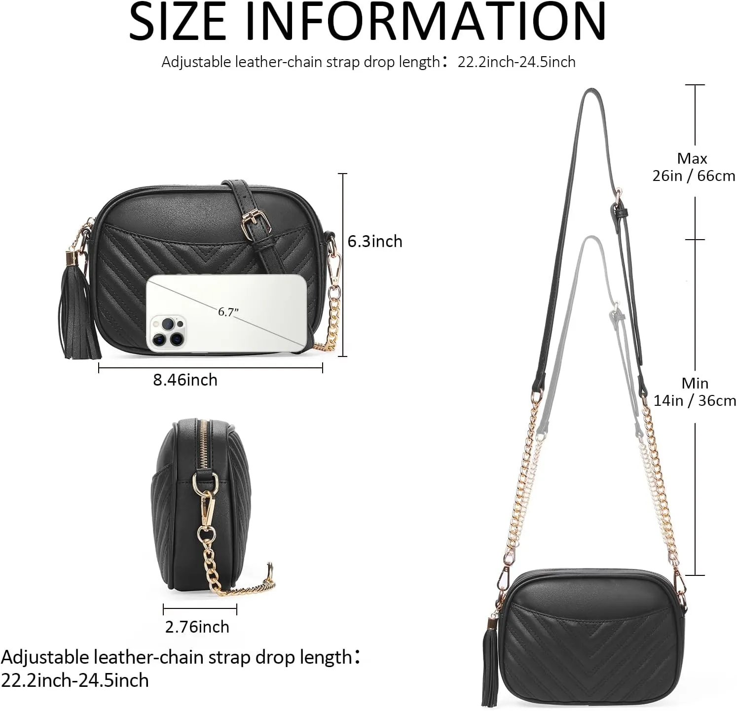 GOIACII Women Shoulder Bag Small Crossbody Bag Purse for Women Crocodile Leather Bags Wrist Strap