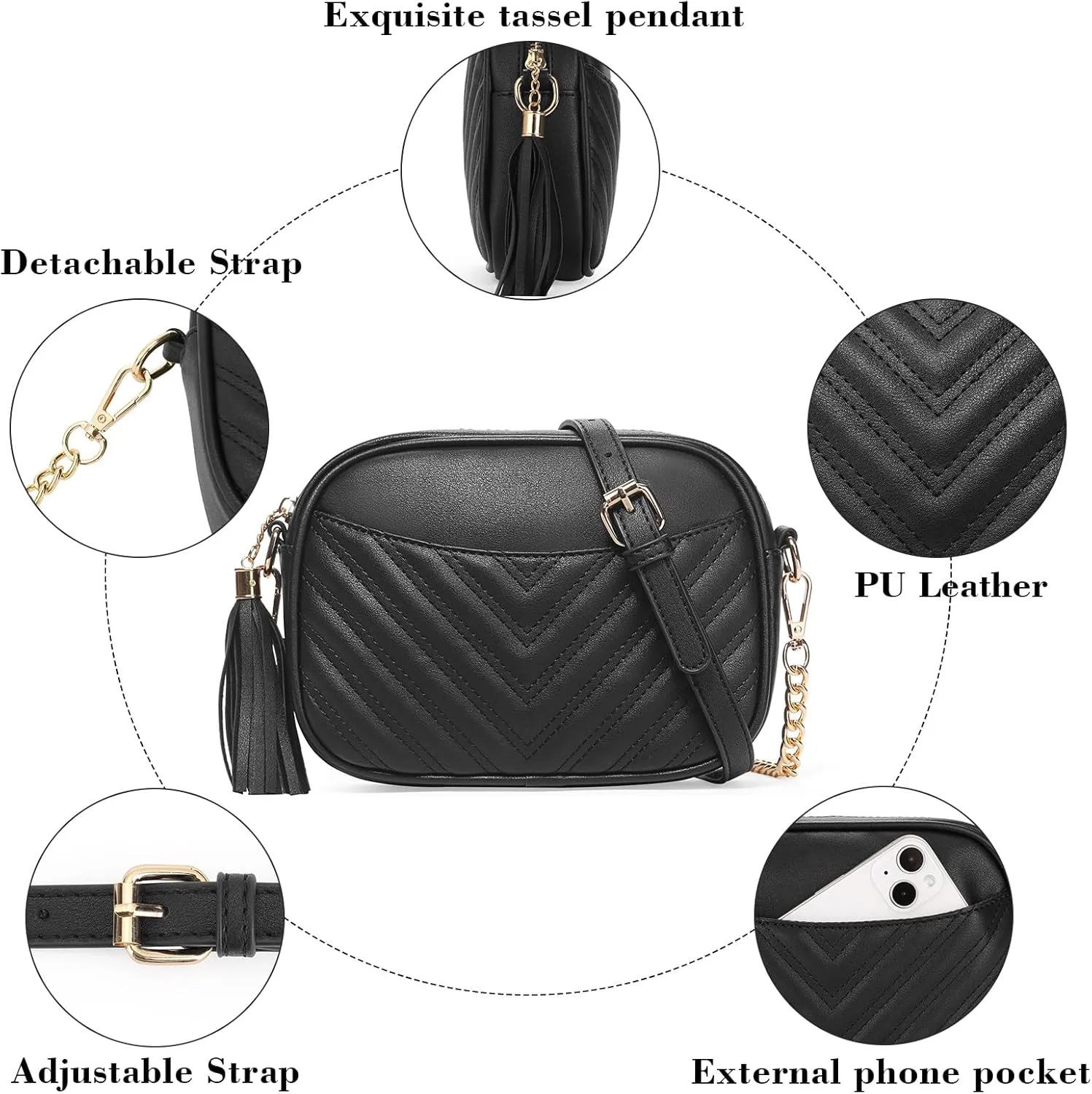 GOIACII Women Shoulder Bag Small Crossbody Bag Purse for Women Crocodile Leather Bags Wrist Strap