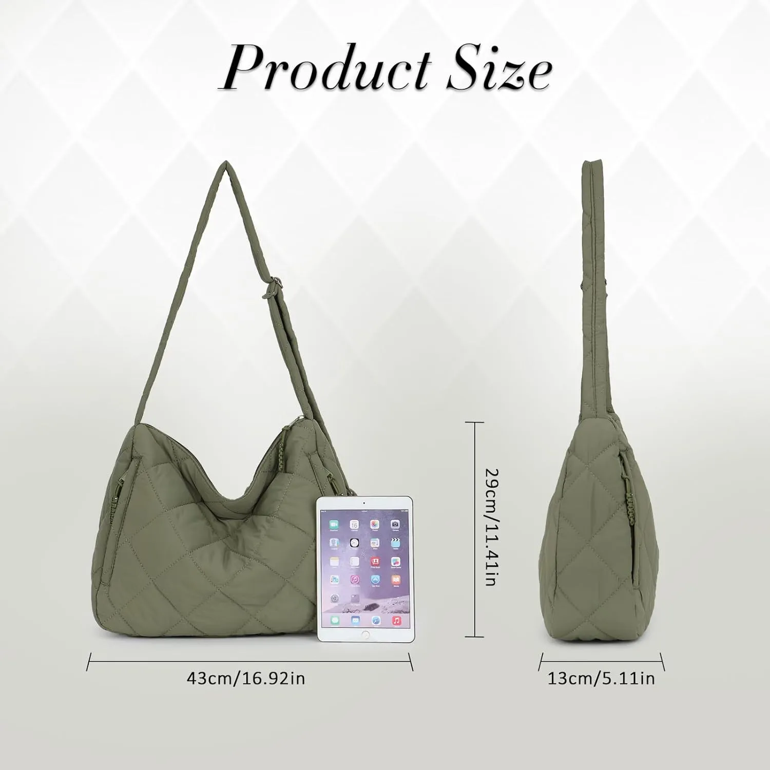 GOKTOW Quilted Puffer Tote Bag,Quilted Crossbody Bags for Women,Large Puffy Purse Hobo Bags with Adjustable Strap