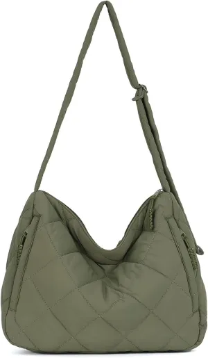 GOKTOW Quilted Puffer Tote Bag,Quilted Crossbody Bags for Women,Large Puffy Purse Hobo Bags with Adjustable Strap