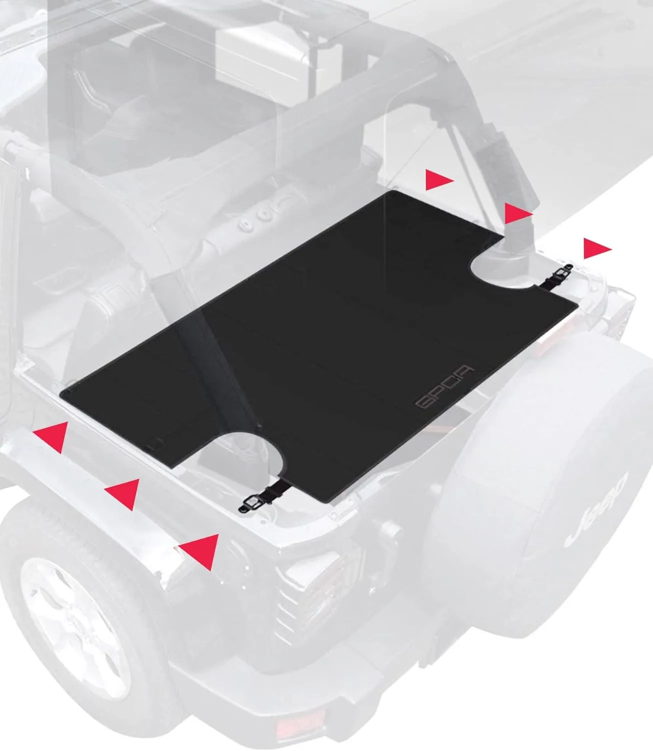 GPCA - Cargo Cover LITE Plus Easy-to-Install Trunk Cover, Accessories for Wrangler JK, JKU, Patented Truck and Car Accessories, for 4DR Sport, Sahara, Rubicon and Freedom Unlimited 2007-2018 Models
