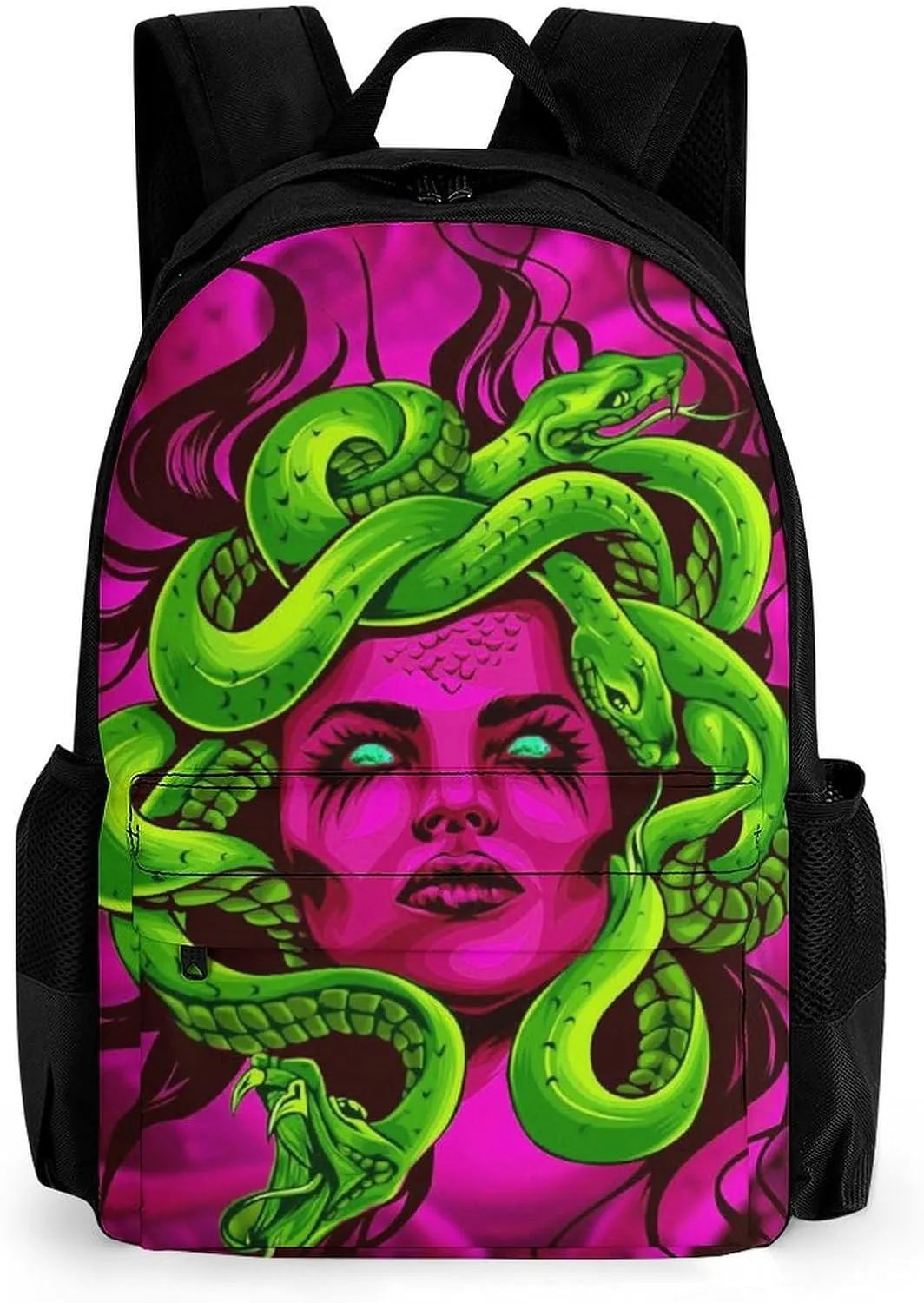 Greek Goddess Green Snake Queen Medusa Art Daypack Lightweight Multipurpose Anti-Theft Shoulder Bag Large Capacity Laptop Book Bag Rucksack With Adjustable Shoulder Straps