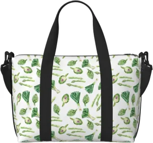 Green Onions Asparagus Travel Duffle Bag For Women Men Weekender Overnight Bag Gym Bag For Women, Carry On Airport Bag, Travel Tote Bag With Strap For Gym Travel Business Trips