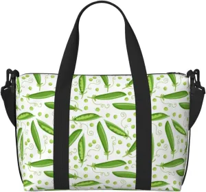 Green Peas Funny Travel Duffle Bag For Women Men Weekender Overnight Bag Gym Bag For Women, Carry On Airport Bag, Travel Tote Bag With Strap For Gym Travel Business Trips